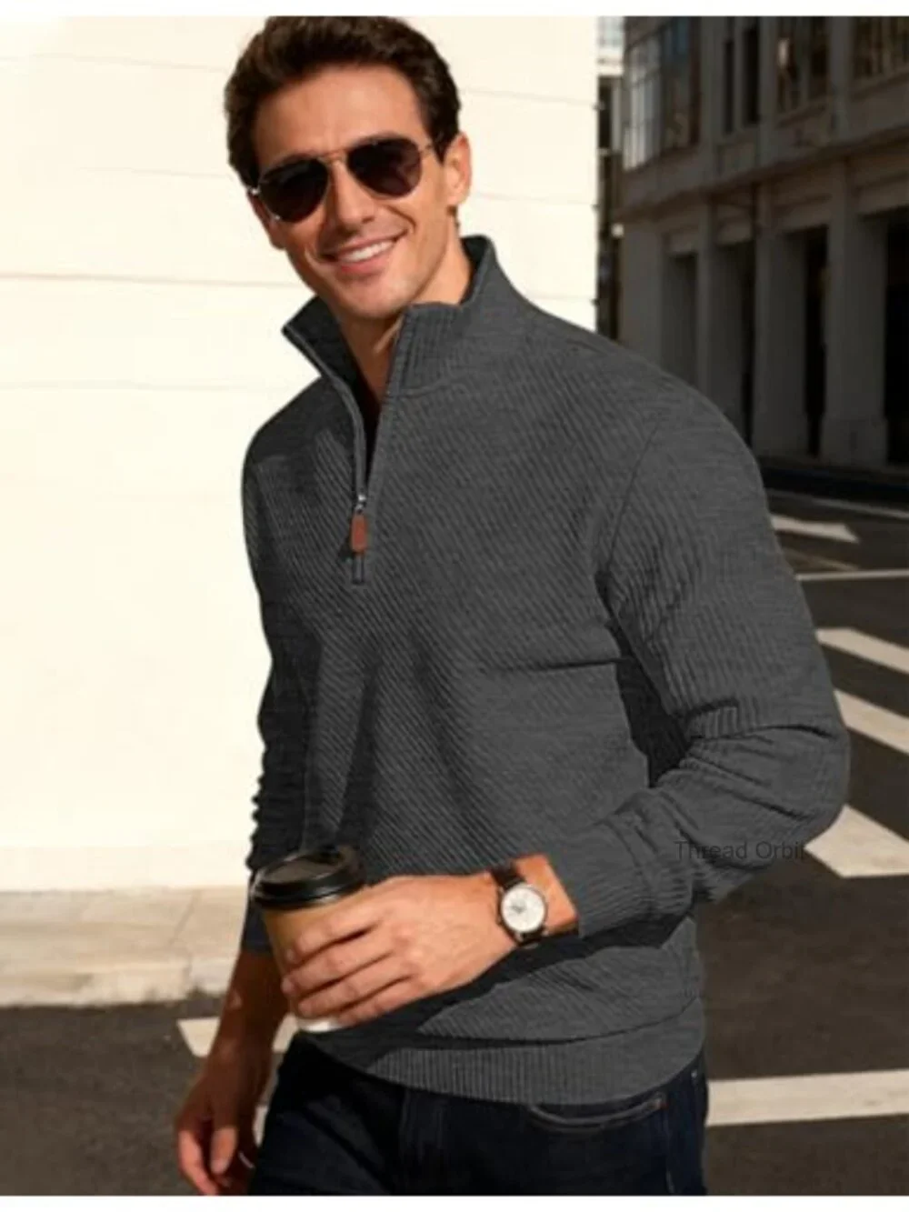 Quarter Zip Stand Collar Athletic Sweater Pullover Long Sleeve Sweatshirt